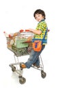 The boy with cart for shoop Royalty Free Stock Photo