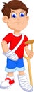 Boy cartoon broken arm and leg Royalty Free Stock Photo