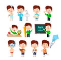 Cute boy, set of eleven poses