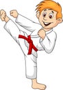 Boy cartoon doing martial art Royalty Free Stock Photo