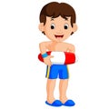 Boy cartoon with inflatable ring