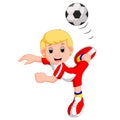 Boy cartoon playing football Royalty Free Stock Photo