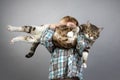 Boy and Cat Royalty Free Stock Photo