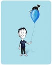 Boy with cat on baloon