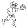 Boy Catching Baseball Isolated Coloring Page Royalty Free Stock Photo