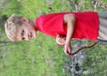 Boy catching wild snake Royalty Free Stock Photo