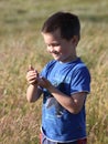 Boy with caterpillar