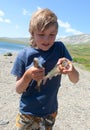 Boy caught grayling