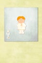 Boy celebrating first communion invitation card Royalty Free Stock Photo