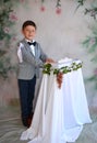 Boy celebrating his first holy communion