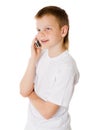 Boy on cell Royalty Free Stock Photo