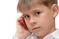 A boy with a cell phone Royalty Free Stock Photo