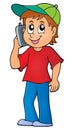 Boy with cellphone theme image 1 Royalty Free Stock Photo