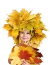 Boy with chaplet of yellow maple leaves