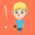 Boy character. Cartoon vector illustration. Isolated background. Baseball player Royalty Free Stock Photo