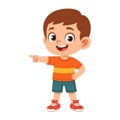 Boy Character Pointing Left and Right Hand Gestures Flat Style Royalty Free Stock Photo