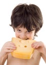 The boy with a cheese Royalty Free Stock Photo