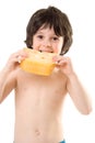 The boy with a cheese Royalty Free Stock Photo