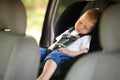 Boy in child car seat