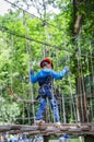 Boy the child crosses the cable car Royalty Free Stock Photo