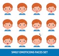 Boy child cute emoji, set smily emoticons faces Royalty Free Stock Photo