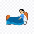 boy child going to sleep illustration on white background