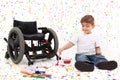 Boy Child Painting Wheelchair Royalty Free Stock Photo