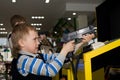 Boy in the children's amusement arcade Royalty Free Stock Photo