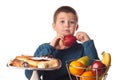 Boy choosing a healthy apple