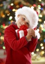Boy with christmas present Royalty Free Stock Photo