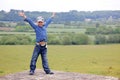 Boy at classic England landscape Royalty Free Stock Photo