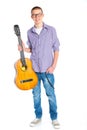 Boy with classical Spanish guitar Royalty Free Stock Photo