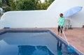 Boy near the swimming pool Royalty Free Stock Photo