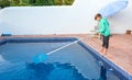 Portrait of a boy near the swimming pool Royalty Free Stock Photo