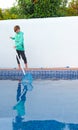 Portrait of a boy near the swimming pool Royalty Free Stock Photo