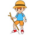 Boy climbing character style design Royalty Free Stock Photo