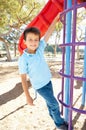 Boy On Climbing Frame In Park Royalty Free Stock Photo