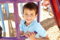 Boy On Climbing Frame In Park Royalty Free Stock Photo