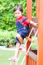 The boy climbing the net Royalty Free Stock Photo