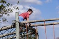 Boy Climbing Netting Playground Royalty Free Stock Photo