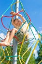 The boy climbs the ropes Royalty Free Stock Photo