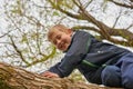 A Boy Climbs Tree Royalty Free Stock Photo