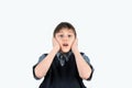 The boy closed his ears with his hands Royalty Free Stock Photo