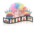 Boy in clown dress somersault isolated Royalty Free Stock Photo