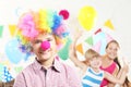 Boy clown and girls Royalty Free Stock Photo