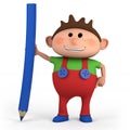 Boy with colored pencil Royalty Free Stock Photo