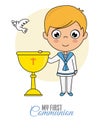 Boy communion card Royalty Free Stock Photo