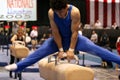 Boy competing on pommel Royalty Free Stock Photo