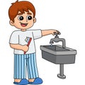 Boy Conserving Water Cartoon Colored Clipart