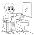 Boy Conserving Water Coloring Page for Kids
